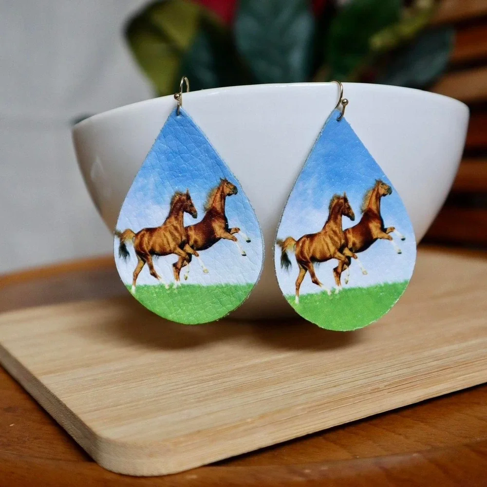 Western Earrings Horse Jewelry Boho Hippie Cottagecore